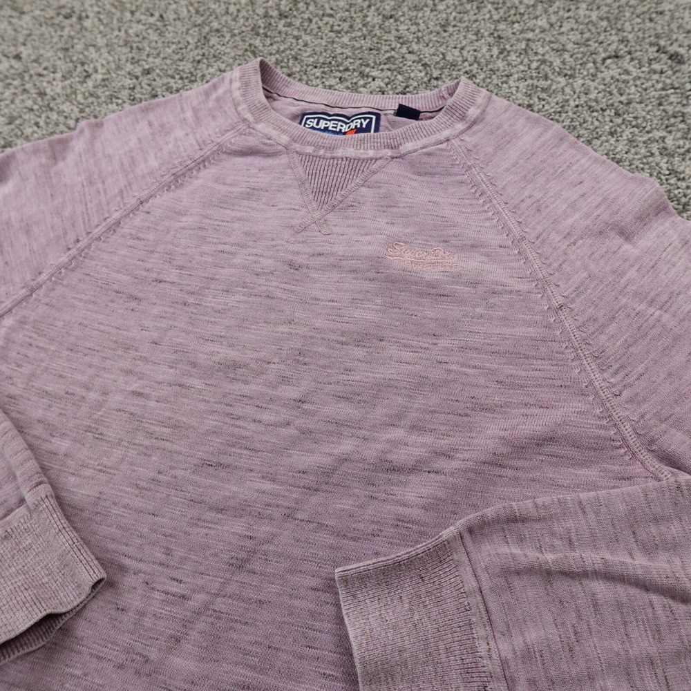 Superdry Sweater Mens S Purple Heather Knit Pullover Premium Crewneck Sweatshirt